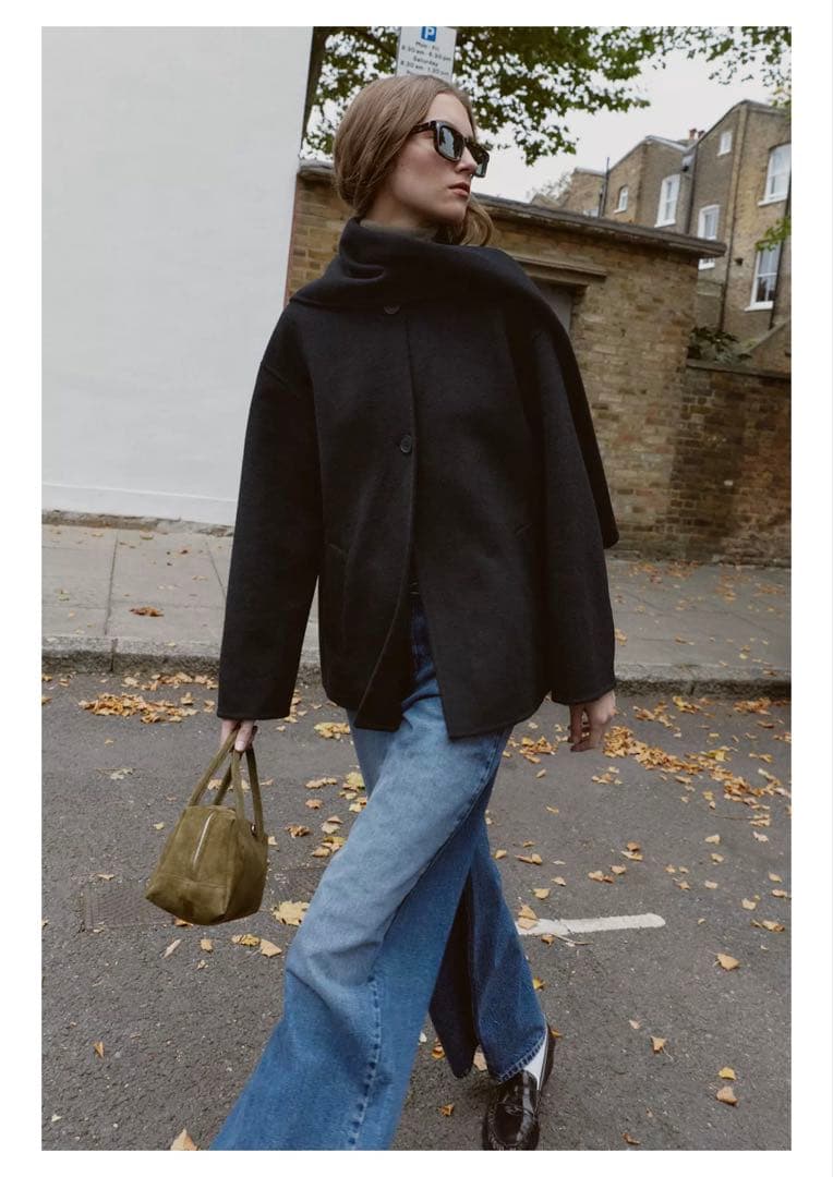 ZARAウール ショートスカーフコート 選べる匿名国内配送/ZARA ウール ショートスカーフコート (ZARA/コート