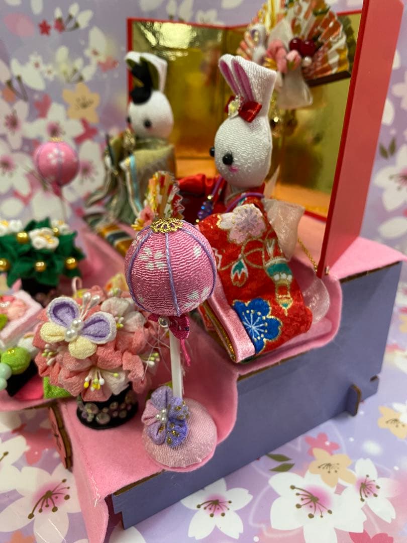 ちりめん細工 つまみ細工 うさぎ雛壇飾り No.679 ハンドメイド - メルカリ