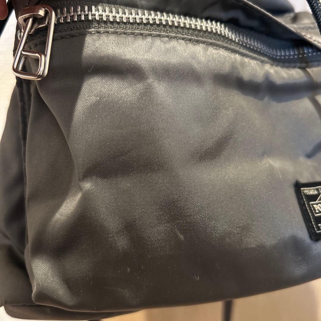 PORTER グレー ショルダーバッグ バルーンサック 巾着 シルバー S