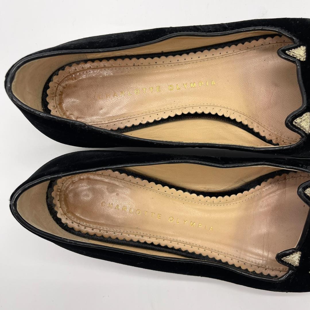 シャーロット オリンピア ベロア キティフラット シューズ 猫