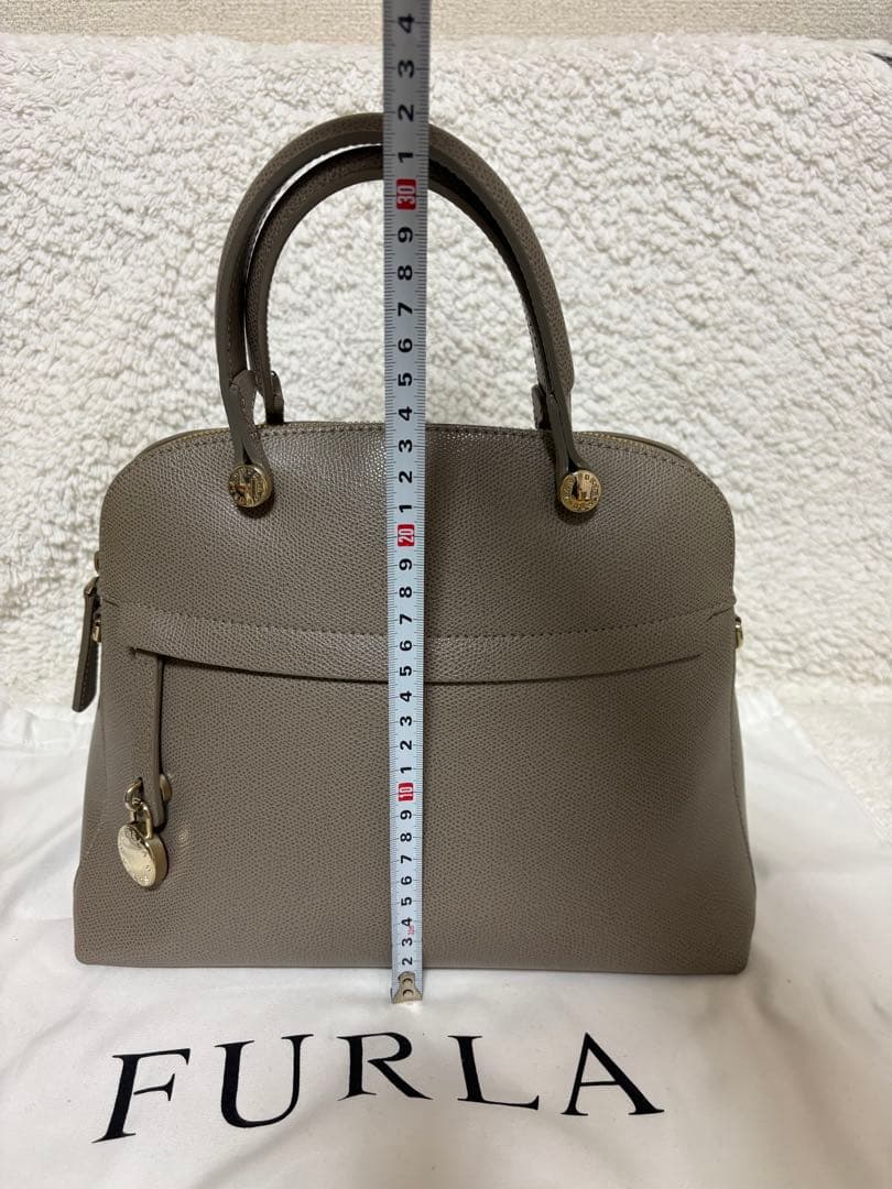 美品】フルラ パイパー グレージュ ハンドバッグ ショルダーバッグ M