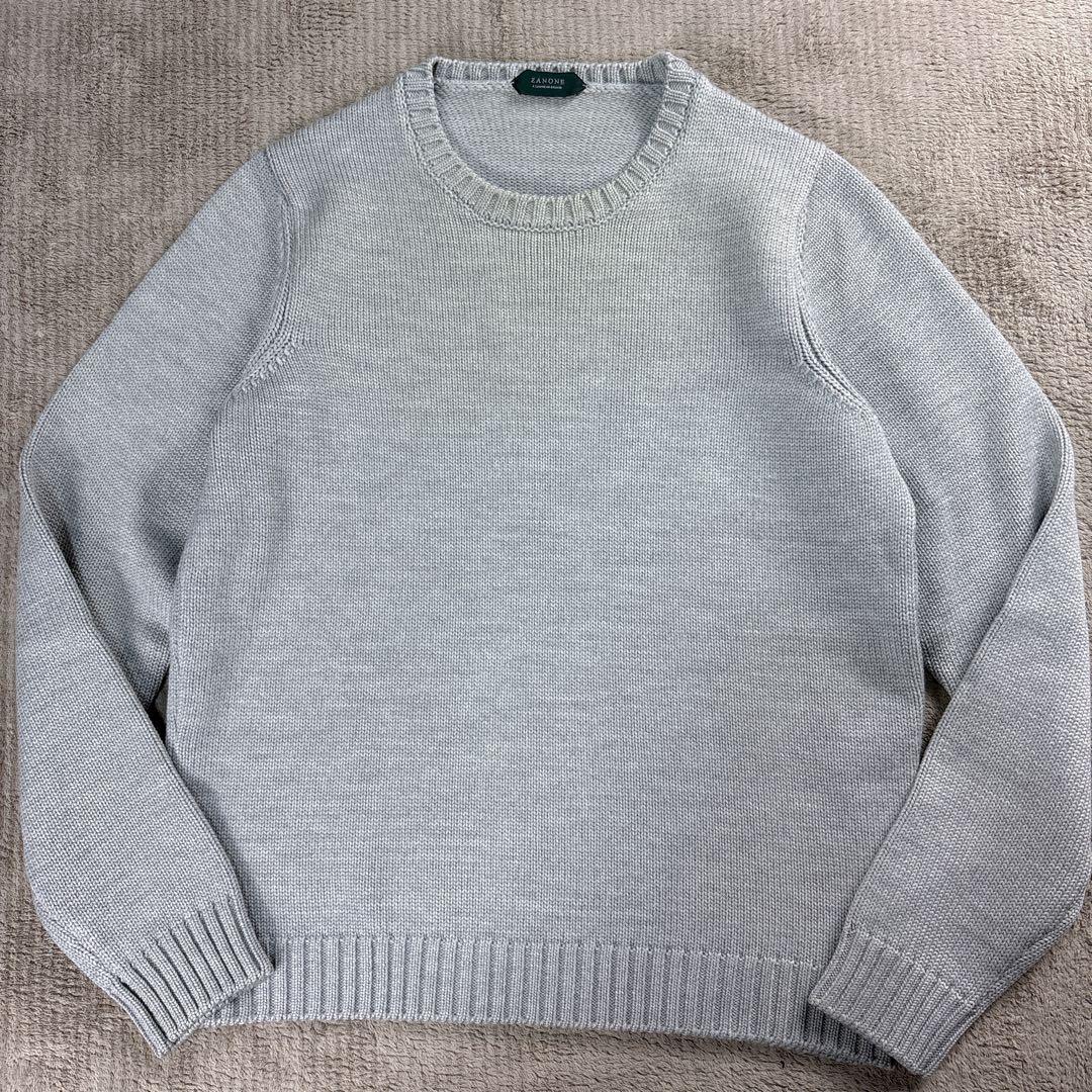 【美品】ZANONE ザノーネ 5ゲージ ニット グレー 46 クルーネック ZANONE（ザノーネ）5ゲージ クルーネックニット GRAY（グレー） | Leone