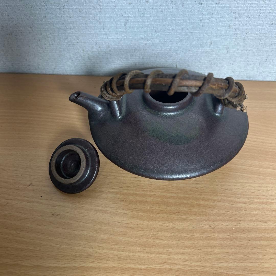 自宅保管品 黒薩摩の銚子 急須 銘 柿