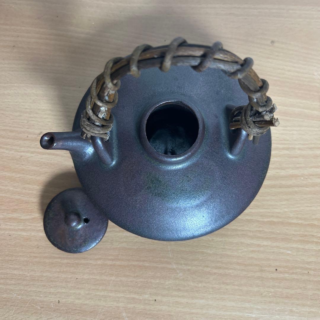 自宅保管品 黒薩摩の銚子 急須 銘 柿