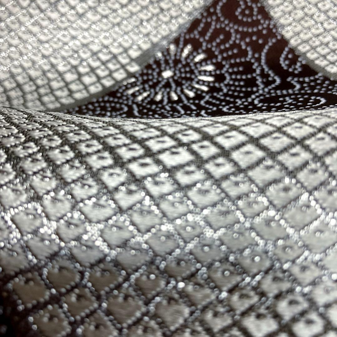 正絹 六通袋帯【鱗文様 花 鹿の子】