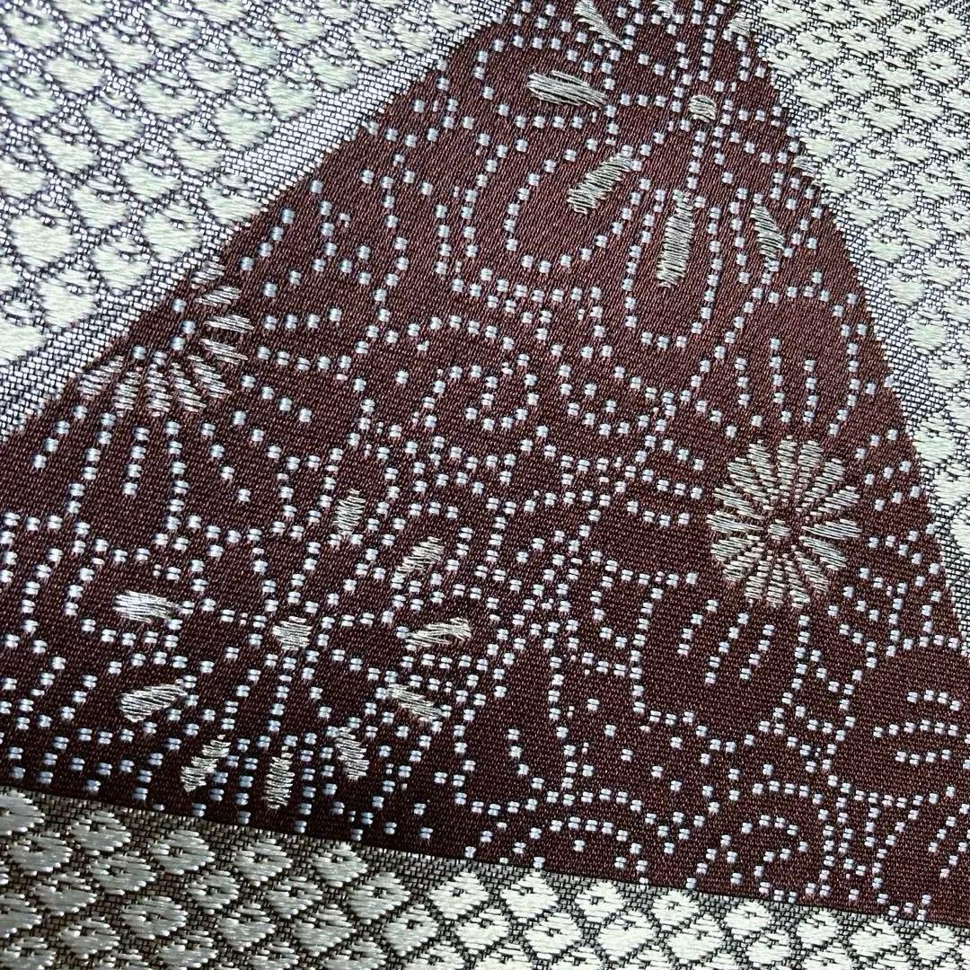 正絹 六通袋帯【鱗文様 花 鹿の子】