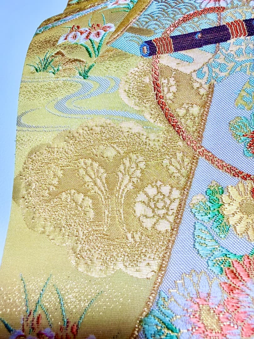 高級 袋帯 正絹 六通柄 西陣織 ゴールド 訪問着 留袖 色無地 約40万円