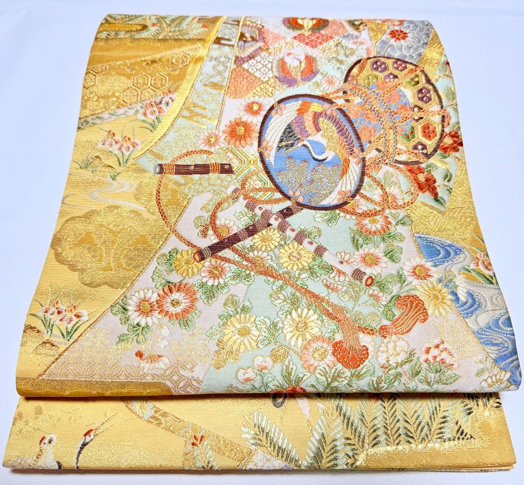 高級 袋帯 正絹 六通柄 西陣織 ゴールド 訪問着 留袖 色無地 約40万円