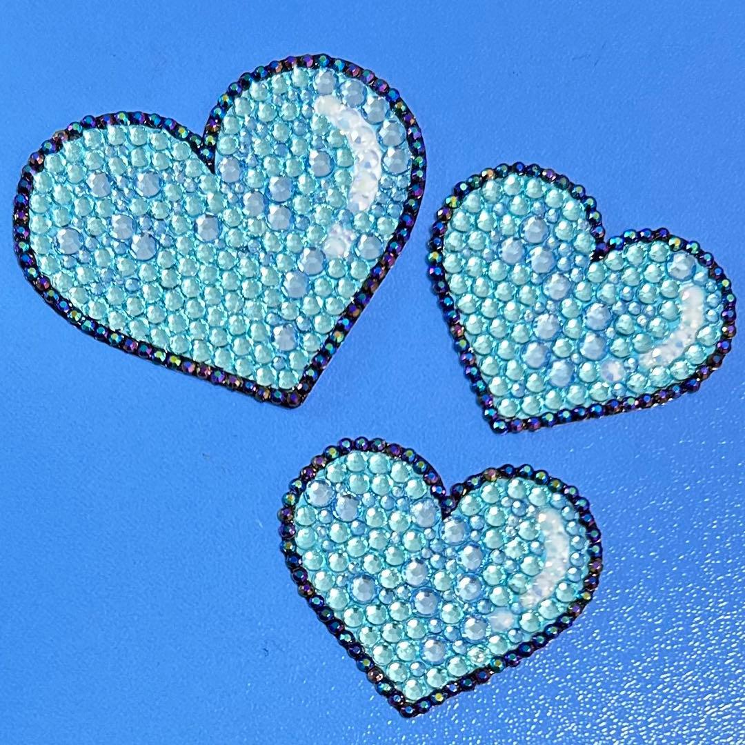 ハンドメイド デコステッカー デコうちわ ハート ライトブルー 水色 3