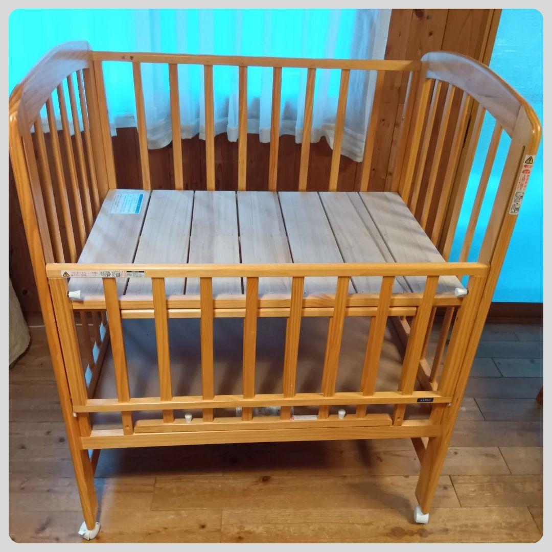 《綺麗❣️早い者勝ち》カトージ　ベビーベッド ハイポジションミニベッド アーチ