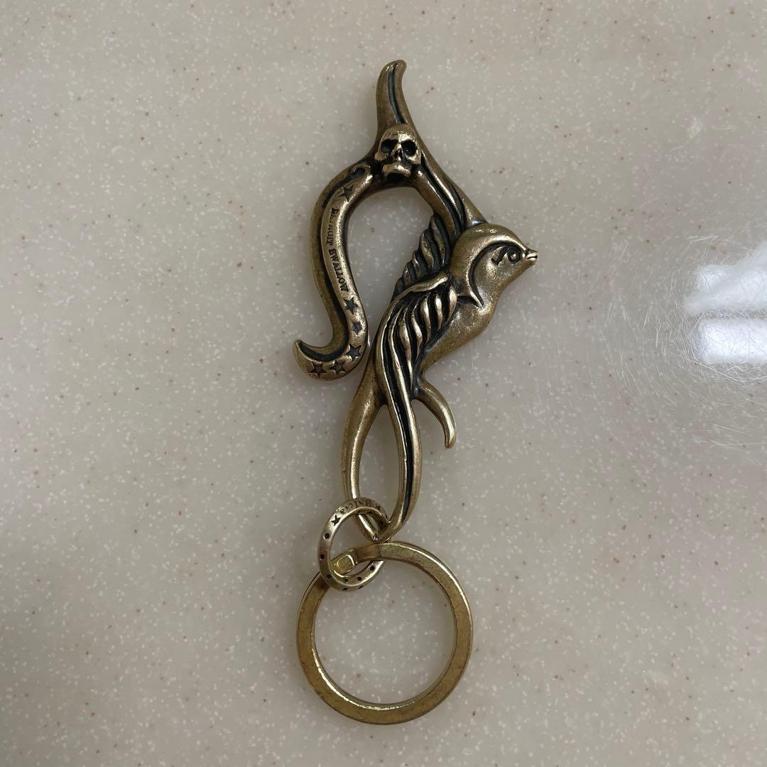 garcia カラビナ キーリング スワロー スカル キーフック キーホルダー レザー スカル ドクロ 骸骨 ボーン 亜鉛合金