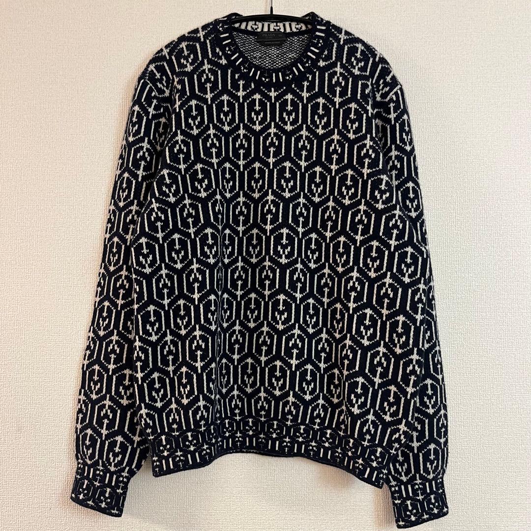 PRADA 21AW 総柄 カシミヤ混 ウール混 セーター ニット　ラフシモンズ PRADA 21AW 総柄 カシミヤ混 ウール混 セーター ニット ラフシモンズ