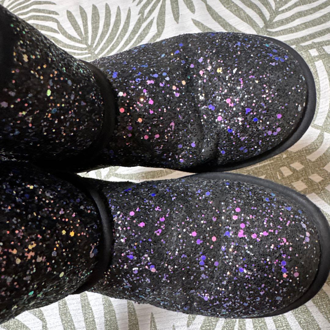 アグ UGG スパンコール ムートンブーツ ブラック ラメ グリッター 22cm