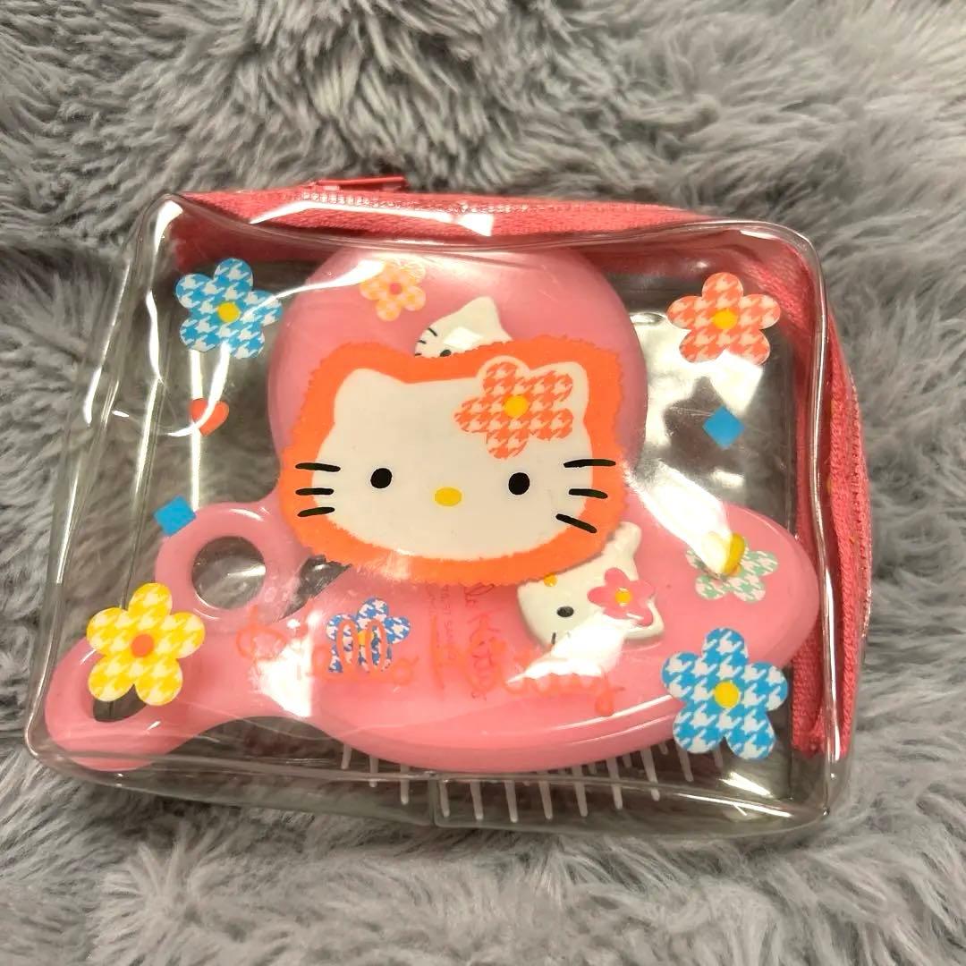 カオハナ ハローキティ ポーチ付き くし ミラー セット ピンク