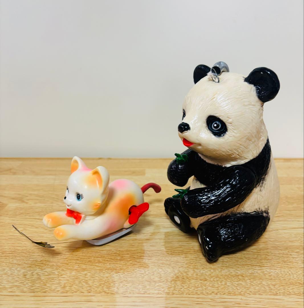 吊るしパンダ 増田屋斎藤貿易 ゼンマイ 蝶追いニャンコちゃん 昭和