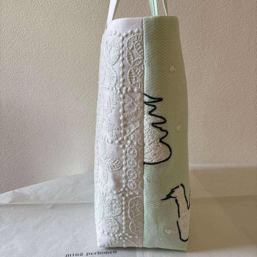 ミナペルホネン 生地使用 swan/forest tile お散歩トートバッグ