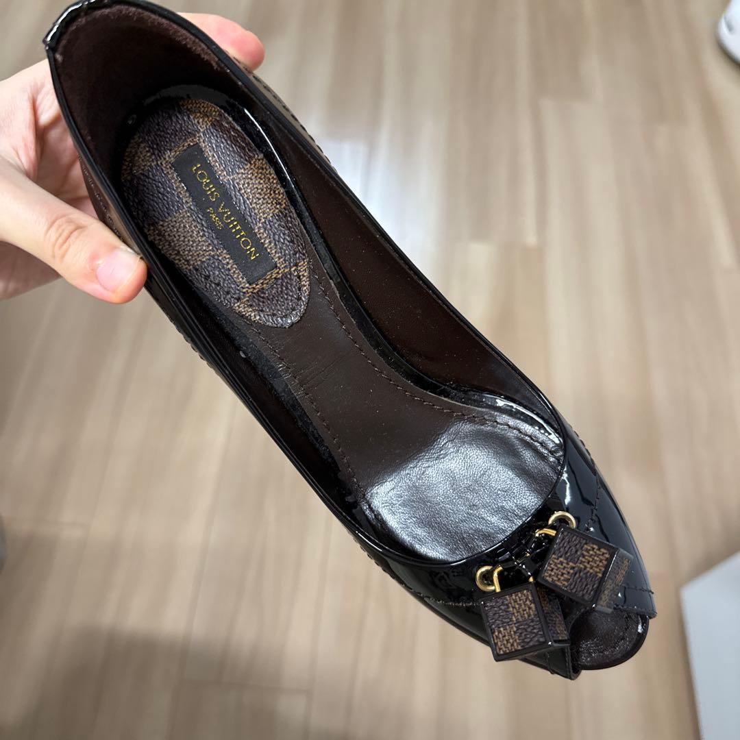 Louis Vuitton 美品ブラック オープントゥ パンプス 36 - メルカリ