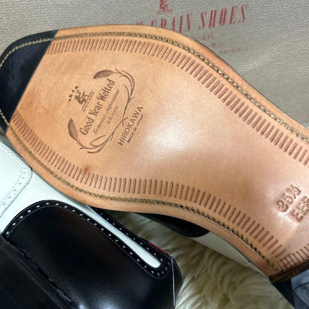 新品未使用 スコッチグレイン バイカラー ウイングチップ 白 黒 25.5