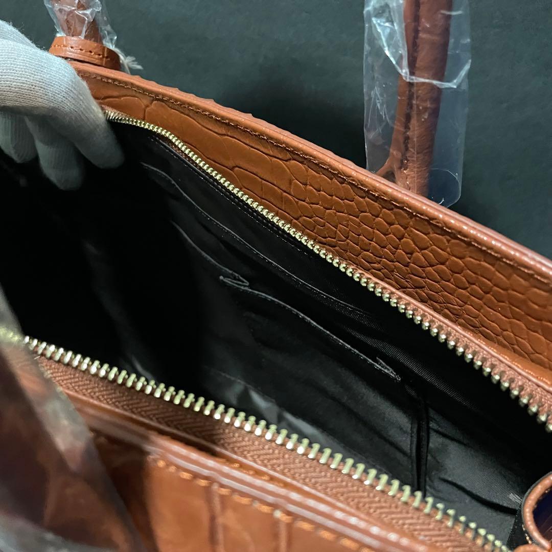 新品・未使用】ロダニア クロコ革 2way ハンドバッグ ポーチ付