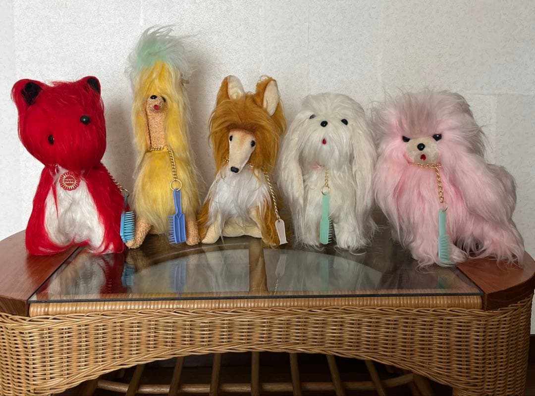 昭和レトロ　お手入れワンちゃん　他　犬　ぬいぐるみ　まとめ売り 70年代 昭和レトロポップぬいぐるみ お手入れワンちゃん ミント色 犬