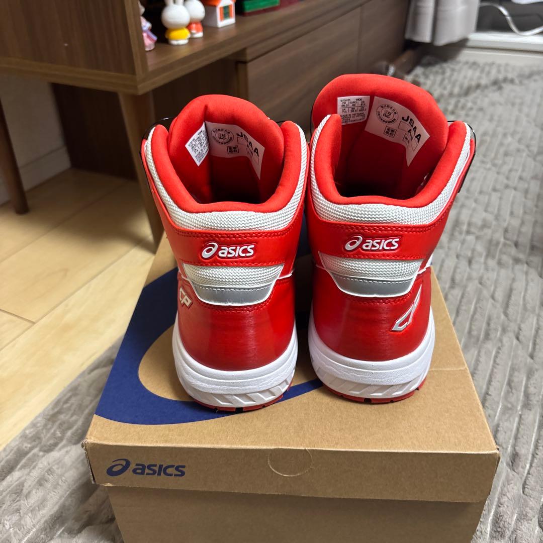 アシックス安全靴 限定色304BOA ファイアリーレッド×ピュアシルバー