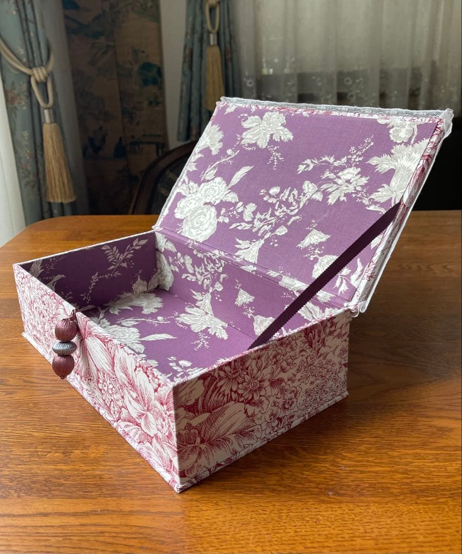 カルトナージュボックス レアなアンティーク生地