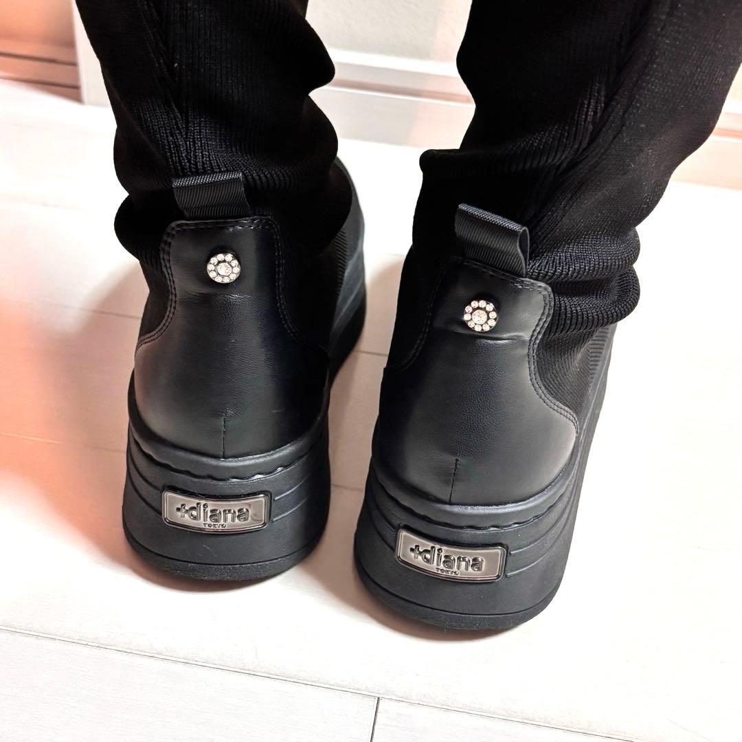 未使用品 +diana ニーハイブーツ ニット素材 撥水加工 24.5cm