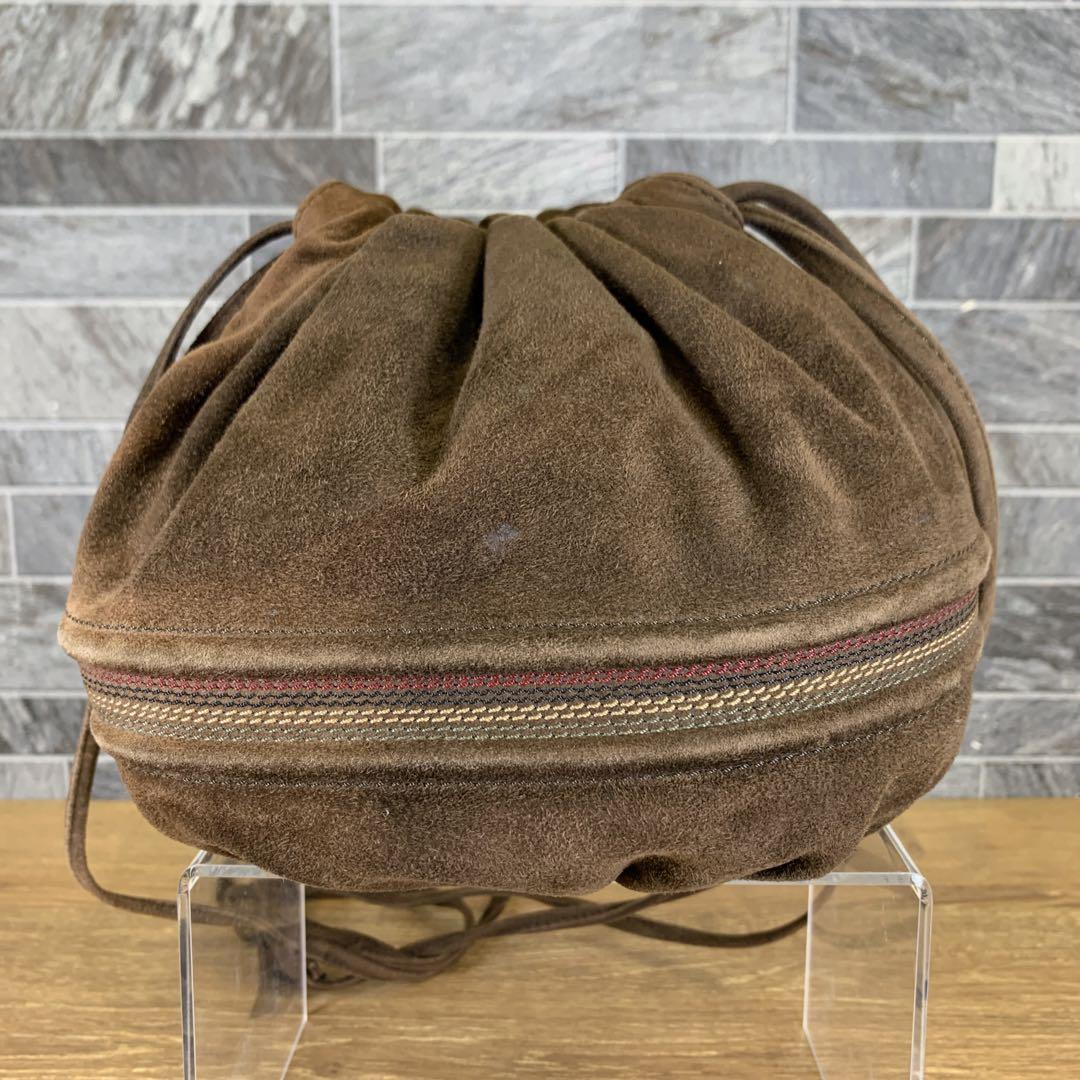 希少 オールド LOEWE ロエベ スエードショルダーバッグ ブラウン 巾着