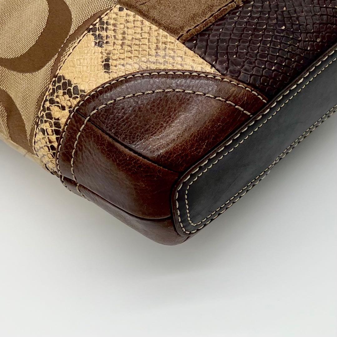 COACH ショルダーバッグ シグネチャー レオパード パッチワーク レザー