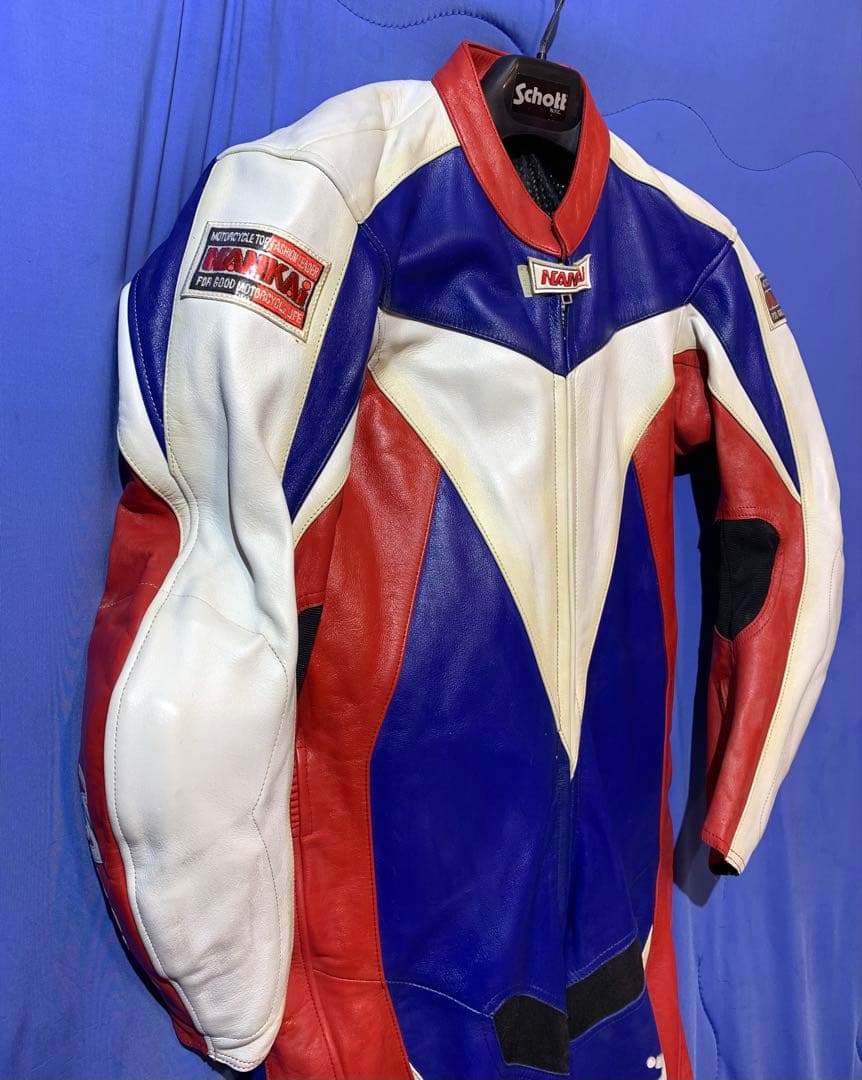 プロフ必読）様専用 NANKAI レザーツナギ 青赤白 MFJ Lサイズ - メルカリ