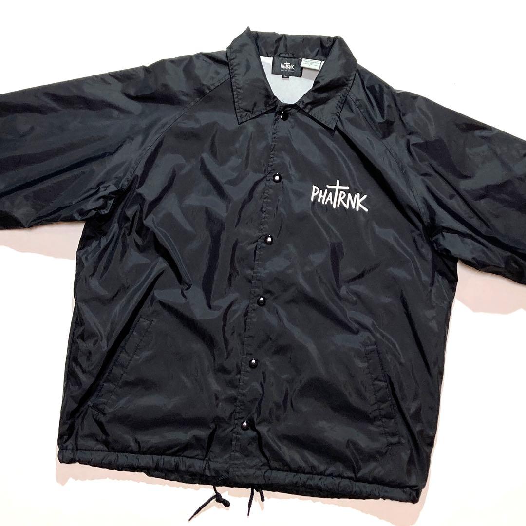 PHATRNK ナイロン コーチジャケット L 黒 白 両面プリント ロゴ - メルカリ