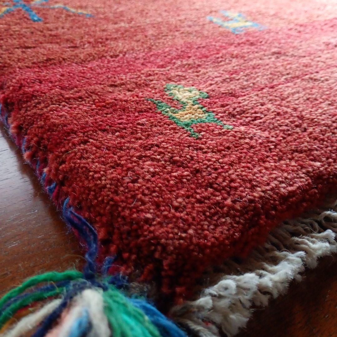 ギャッベ 座布団 イラン 手織り 草木染め 44×42 チェアマット 手紡ぎ