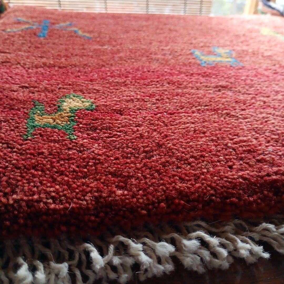 ギャッベ 座布団 イラン 手織り 草木染め 44×42 チェアマット 手紡ぎ