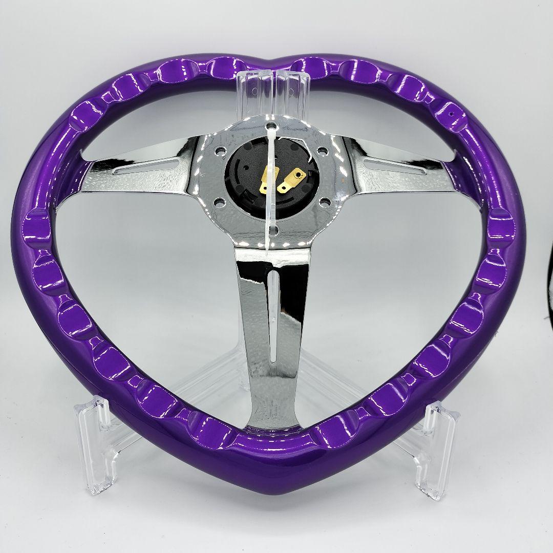 パープル】ハート型 ステアリング かわいい プレゼントなど - メルカリ
