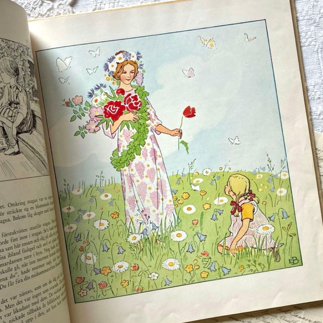 RT81 北欧ヴィンテージ絵本 エルサ・ベスコフ リーサの庭の花まつり