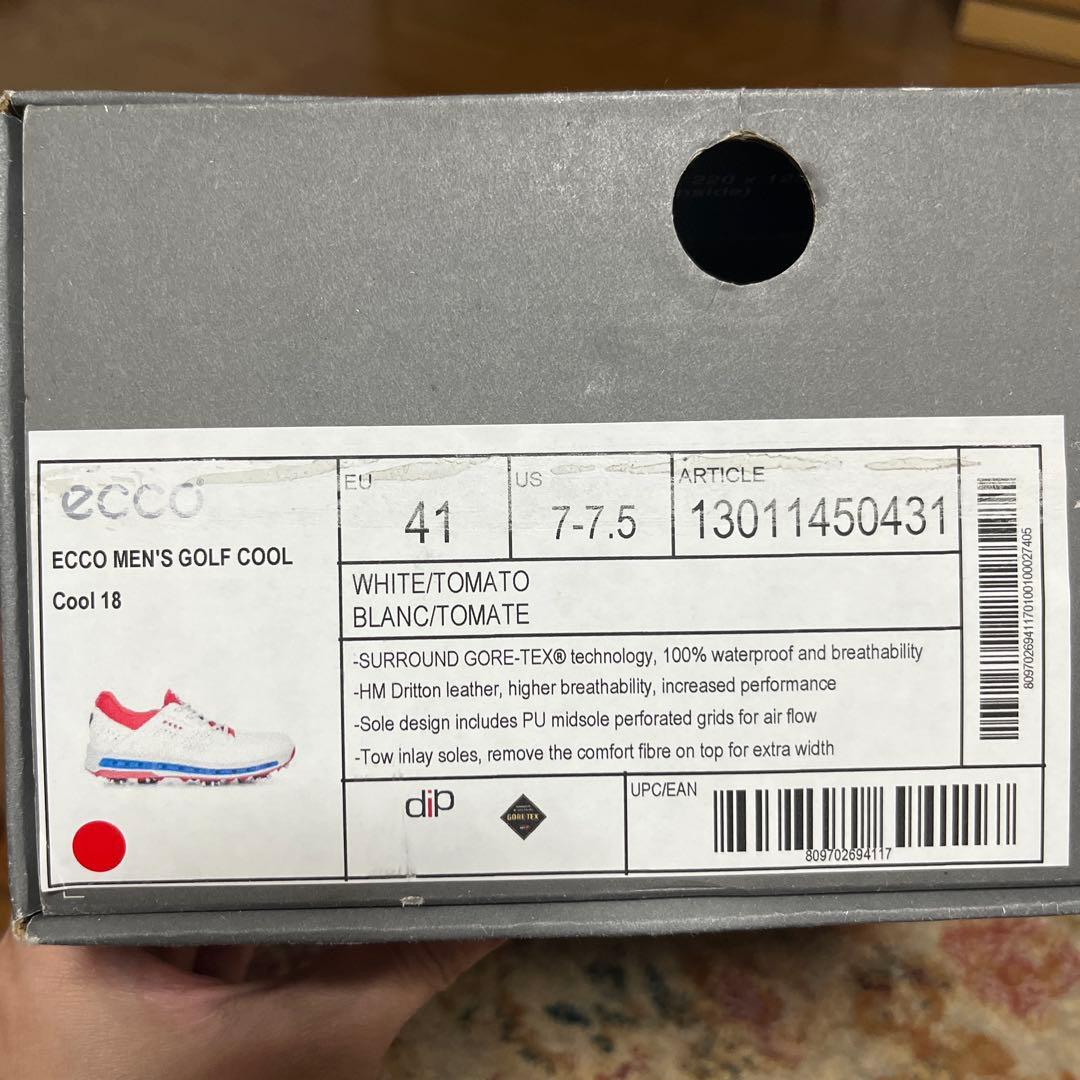 ECCO エコー　ゴルフシューズ ホワイト/レッド　25.5cm