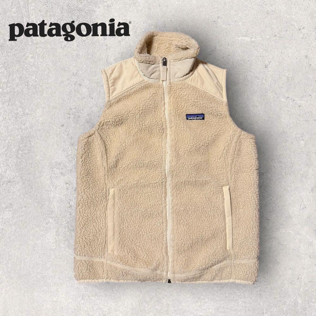 パタゴニア】フリースベスト ボア M クリーム色 レトロX 14年製 美品 f