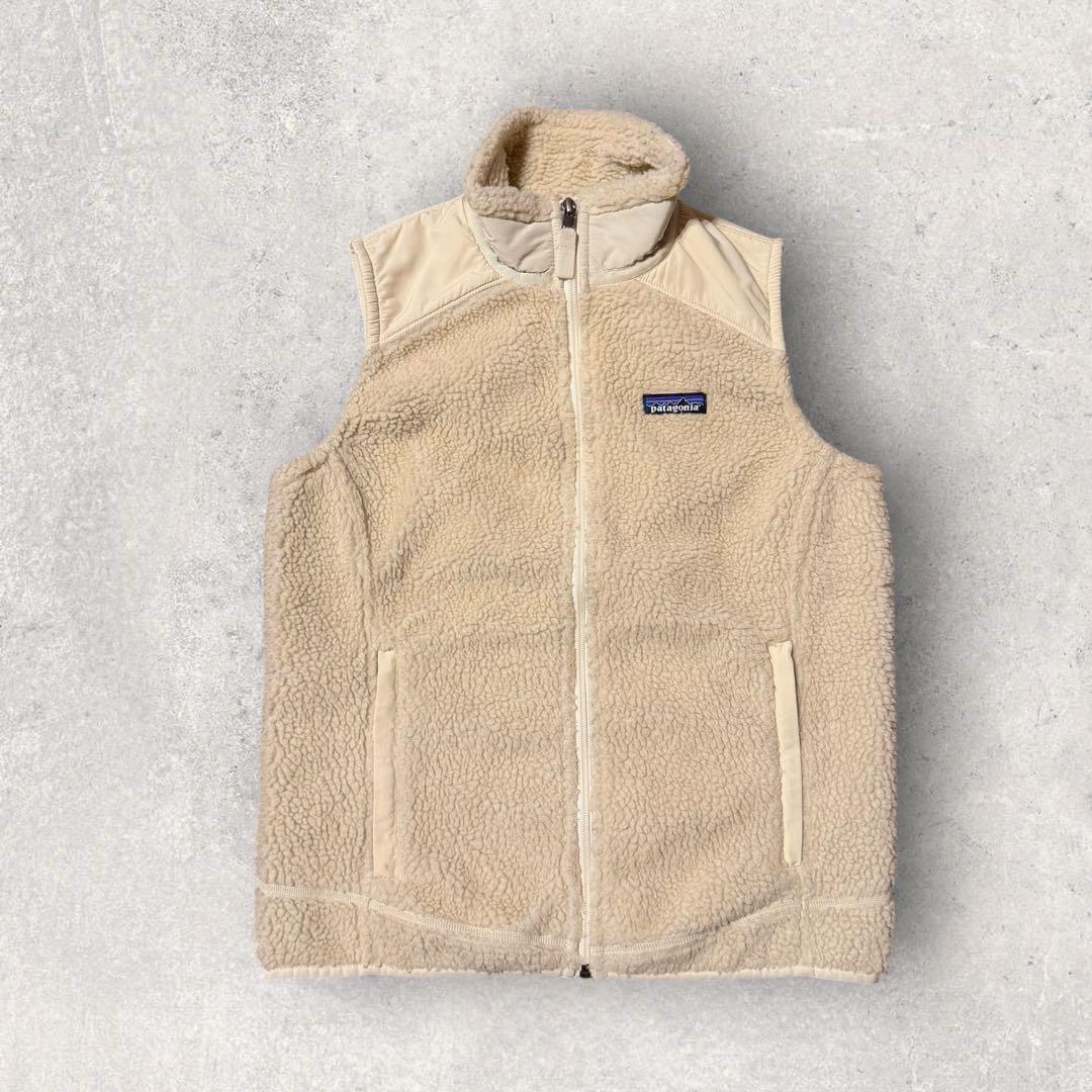 パタゴニア】フリースベスト ボア M クリーム色 レトロX 14年製 美品 f