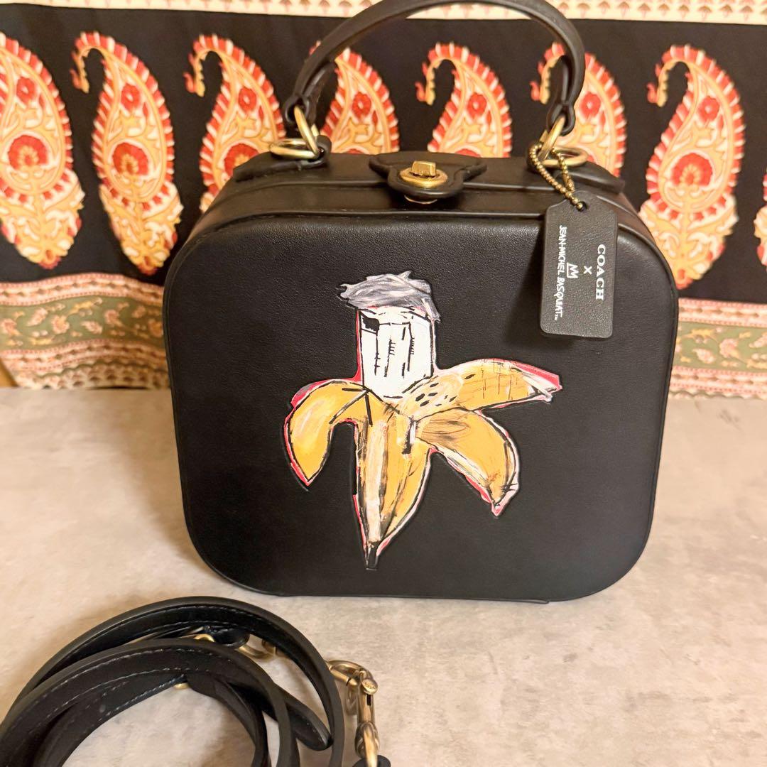 【ほぼ未使用】コーチ バスキア バナナ 2way レザー ショルダー バッグ COACH x バスキア】○アート作品○限定コラボ○2WAYバッグ (Coach