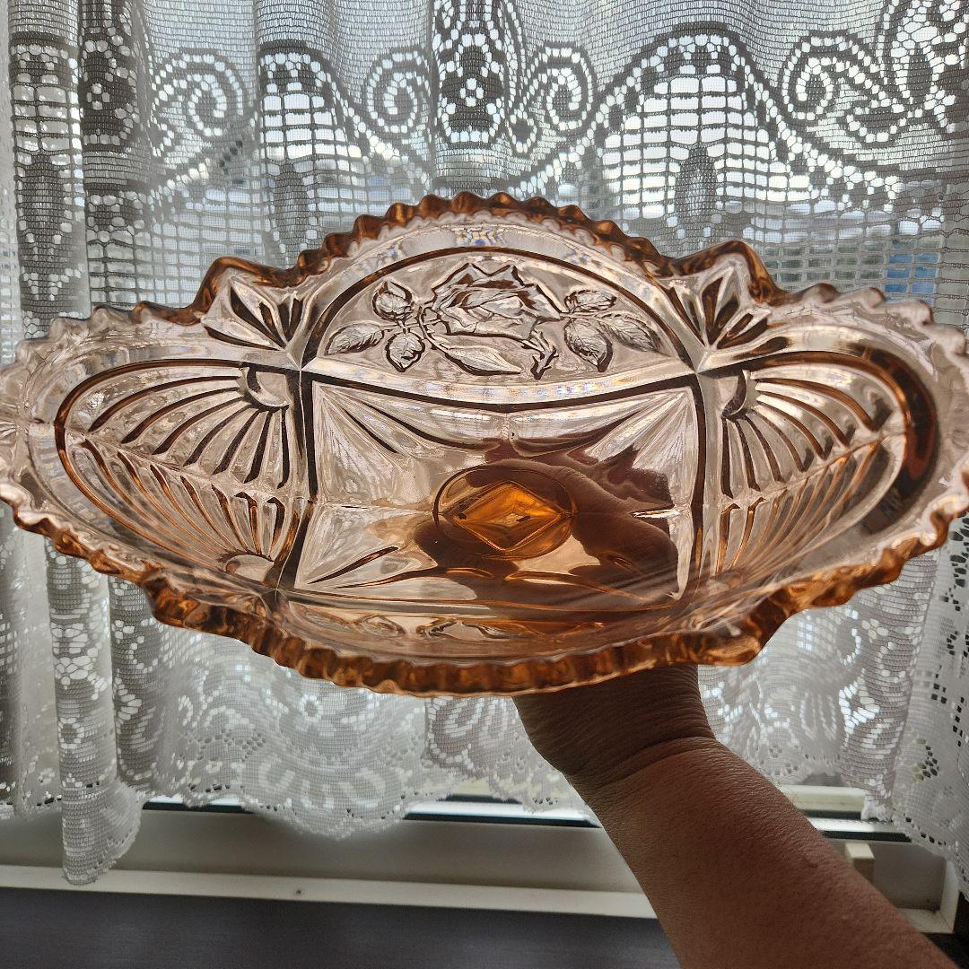 ピンクアンバー 薔薇のコンポート フラワーベース - メルカリ