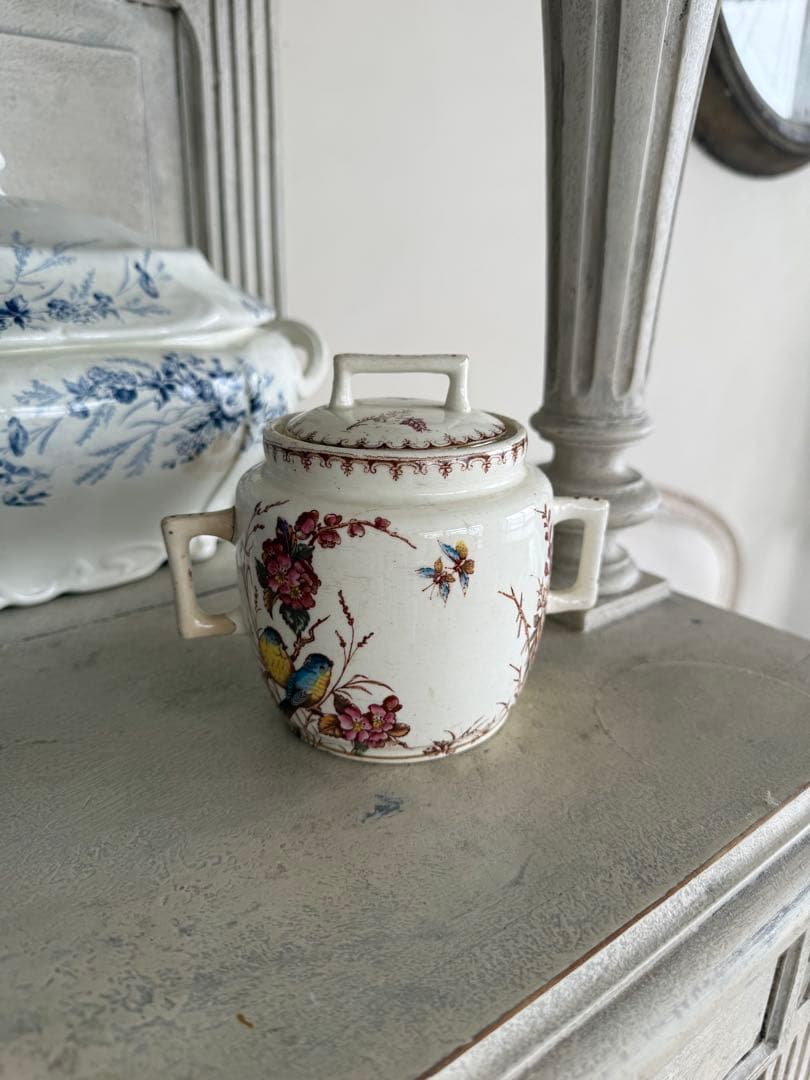 フランスアンティーク陶器リュネビィルmesangeシュガーポット - メルカリ