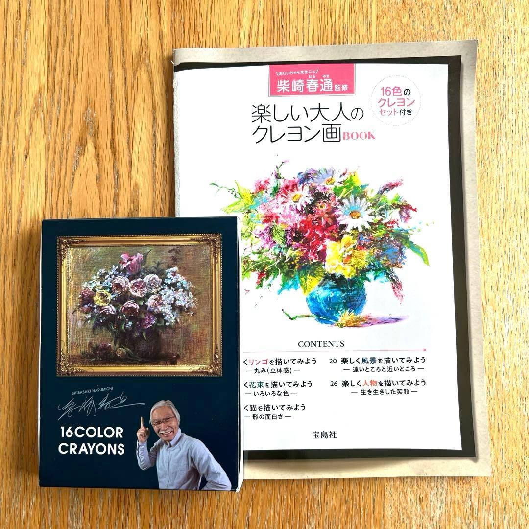 柴崎春通監修 楽しい大人のクレヨン画BOOK 16色のクレヨンセット付き