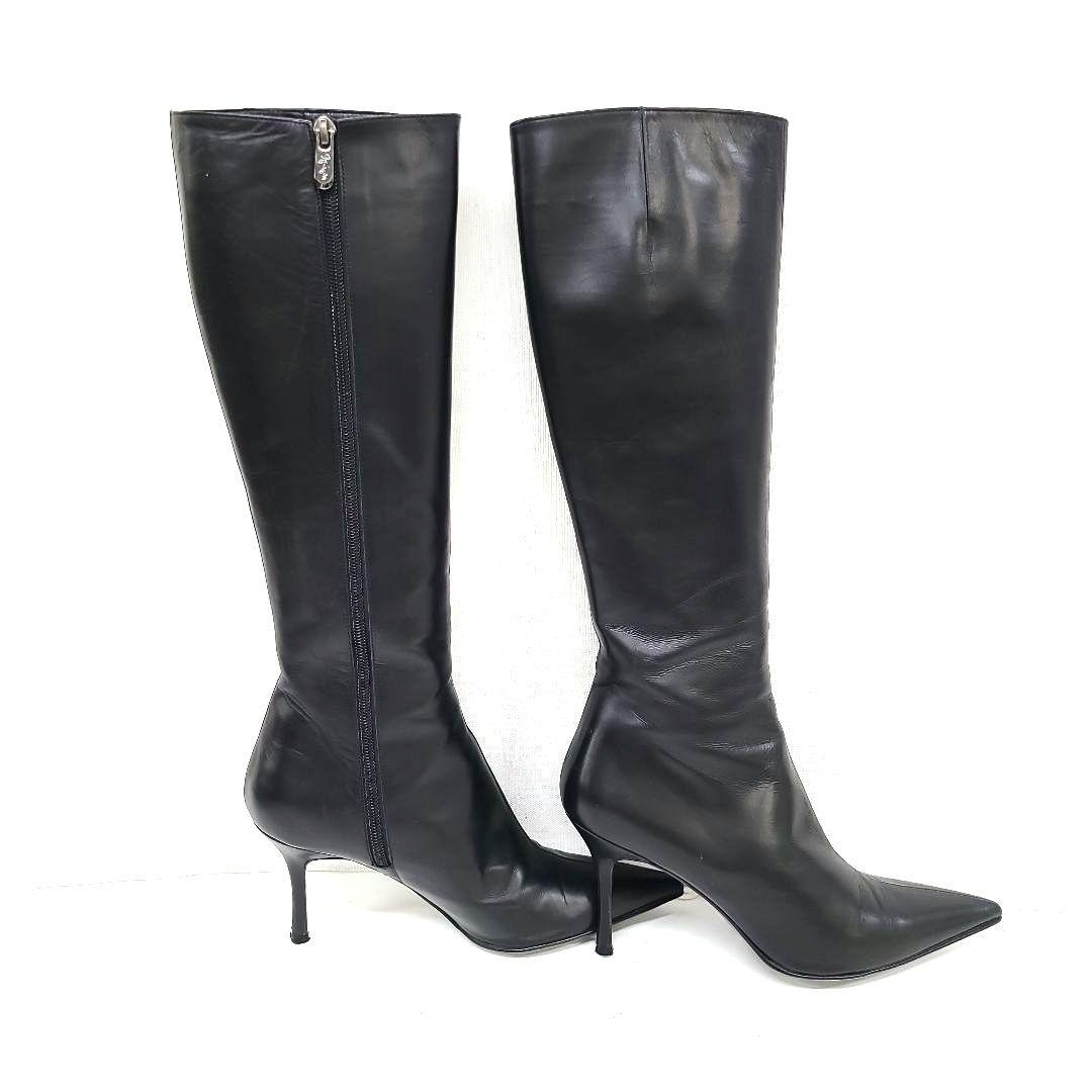 銀座カネマツ　本革ロングブーツ 24.5cm　ポインテッドトゥ　美脚