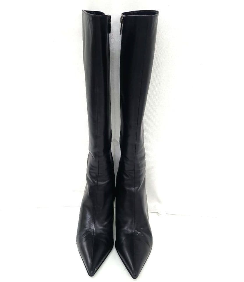 銀座カネマツ　本革ロングブーツ 24.5cm　ポインテッドトゥ　美脚