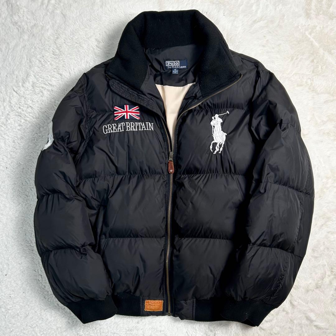 POLO RALPH LAUREN 刺繍 ダウンジャケット 黒 - メルカリ