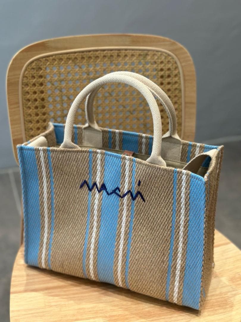 MARNI ストライプバスケット2way バッグ マルニ マルニ マーケット」表参道ヒルズで、人気ストライプバッグの新作ミニ