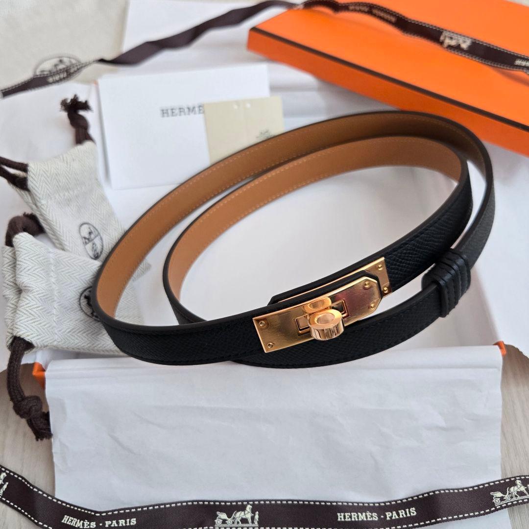 エルメス ベルト《ケリー》18 ブラック ゴールド金具【未使用】W刻印