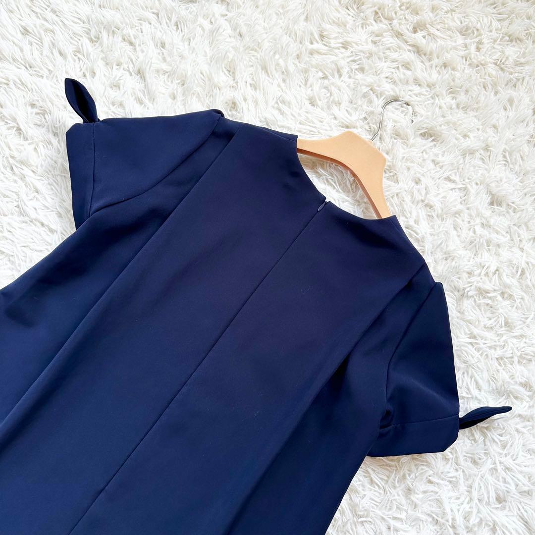 着用1回】ボーダーズアットバルコニー リボンツイルブラウス ネイビー