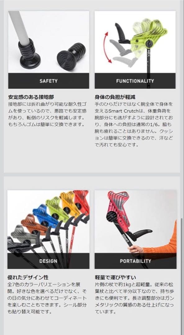 リハビリ用ロフストランドクラッチ杖 イエローL レギュラー - メルカリ