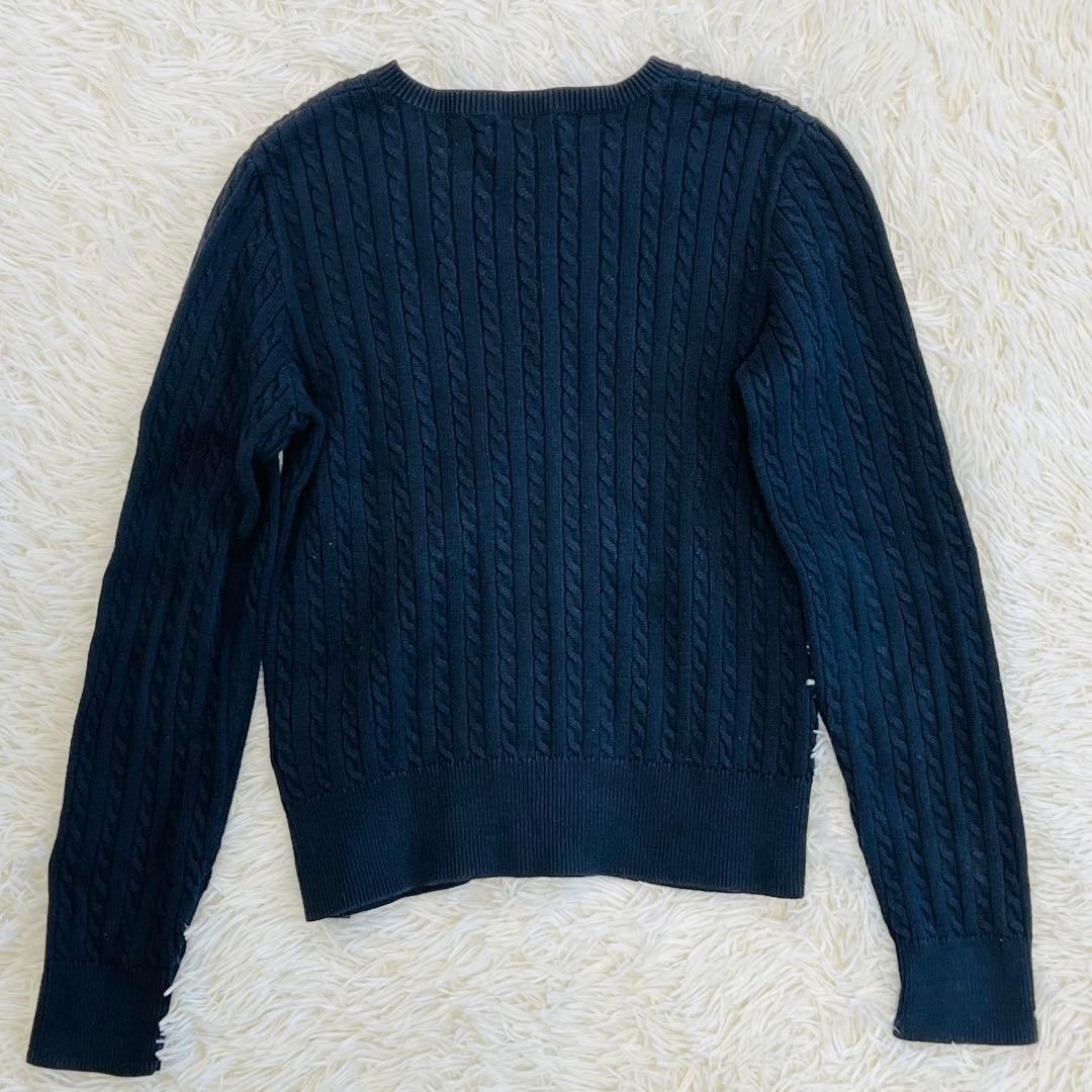 現行 美品 ポロラルフローレン ケーブルニットカーディガン ネイビー